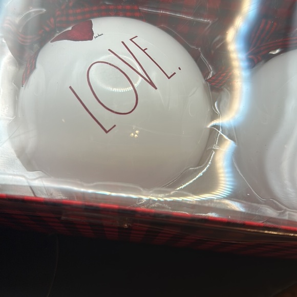 Rae Dunn Large glass Christmas Ornaments with Peace, Love & Joy on them. - Picture 3 of 5